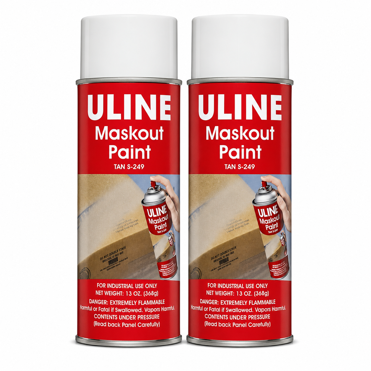 Uline Maskout Spray Paint, Tan S-249, 13 oz Aerosol Cans, 2-Pack – Covers Old Shipping Labels, Barcodes & Carton Markings for Reused Boxes